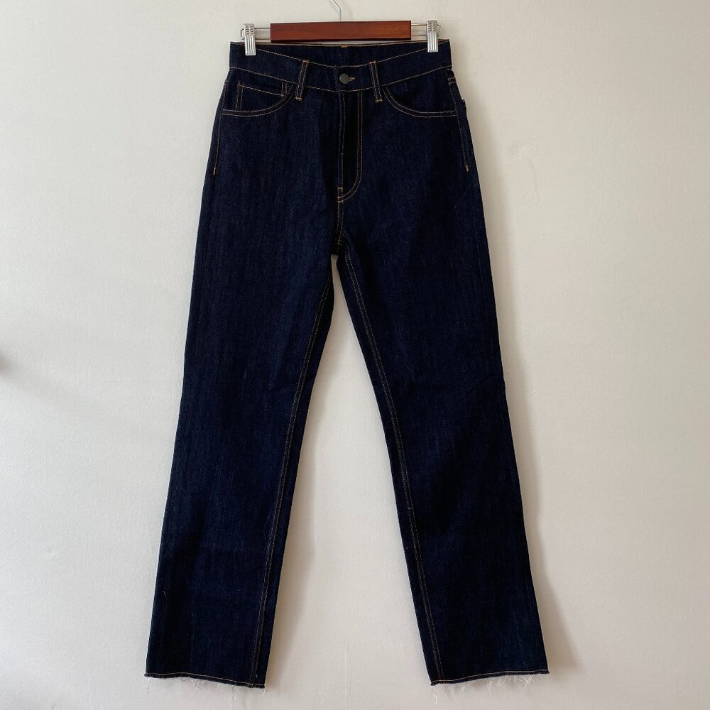 Re/done 90s High Rise Loose Button Fly Jeans Dark Wash Womens 26 Raw Hem